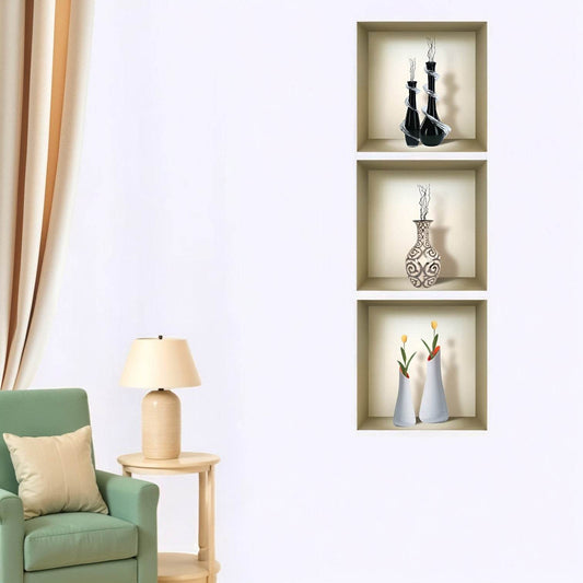 Set of Three Ray Faux Niche 3D Peel and Stick Wall Decals - Loft&Timber
