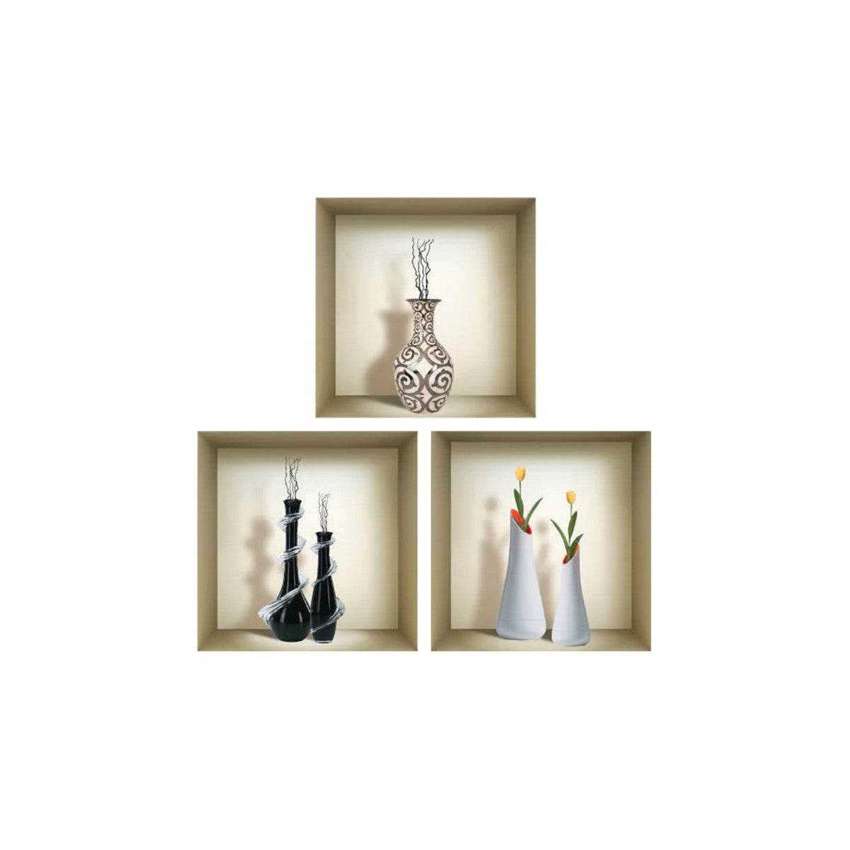 Set of Three Ira Faux Niche 3D Peel and Stick Wall Decals - Loft&Timber