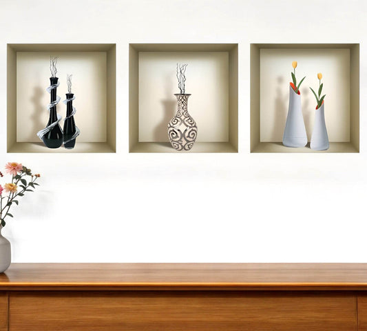 Set of Three Ira Faux Niche 3D Peel and Stick Wall Decals - Loft&Timber