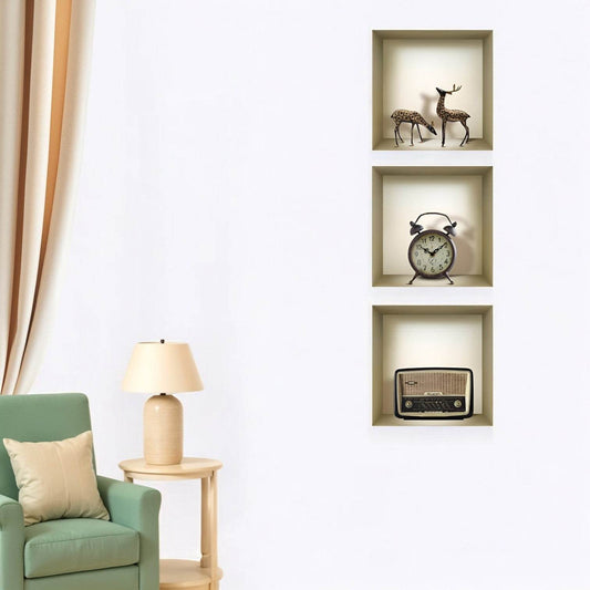 Set of Three Sia Faux Niche 3D Peel and Stick Wall Decals - Loft&Timber