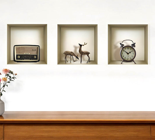 Set of Three Sia Faux Niche 3D Peel and Stick Wall Decals - Loft&Timber