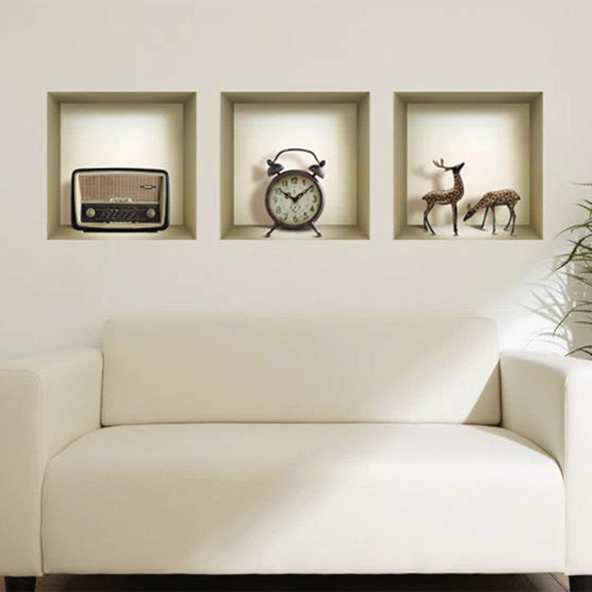 Set of Three Aya Faux Niche 3D Peel and Stick Wall Decals - Loft&Timber