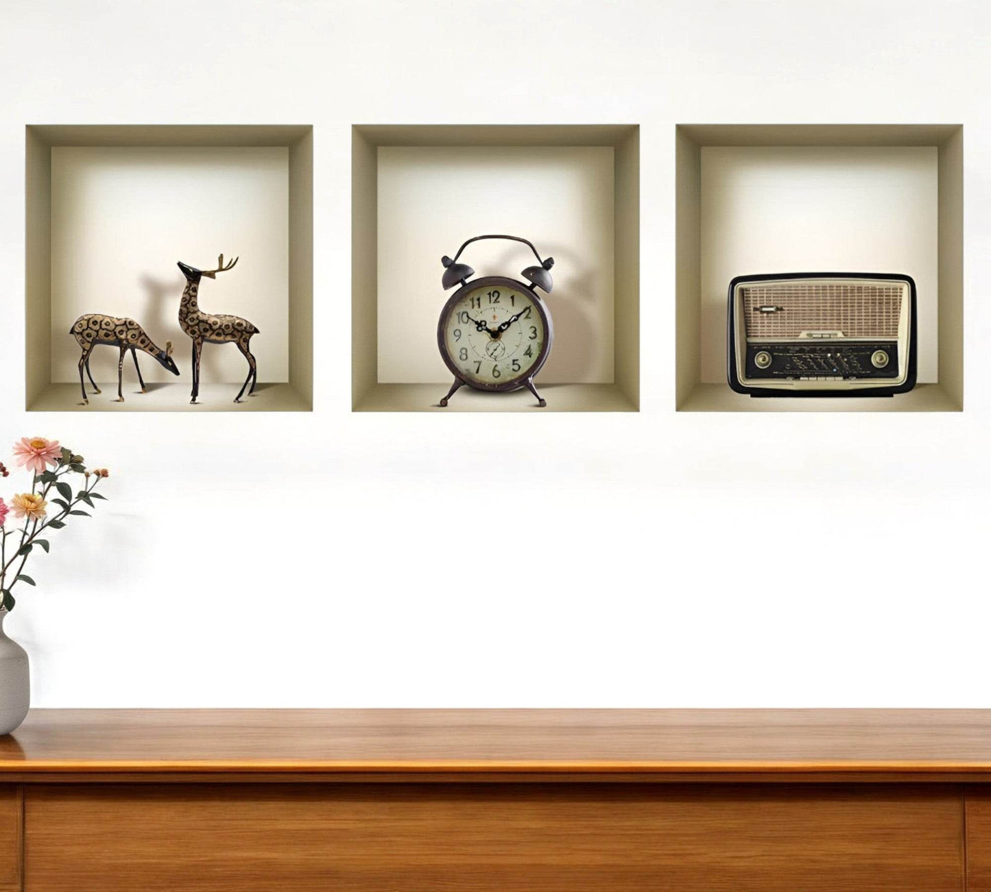 Set of Three Aya Faux Niche 3D Peel and Stick Wall Decals - Loft&Timber