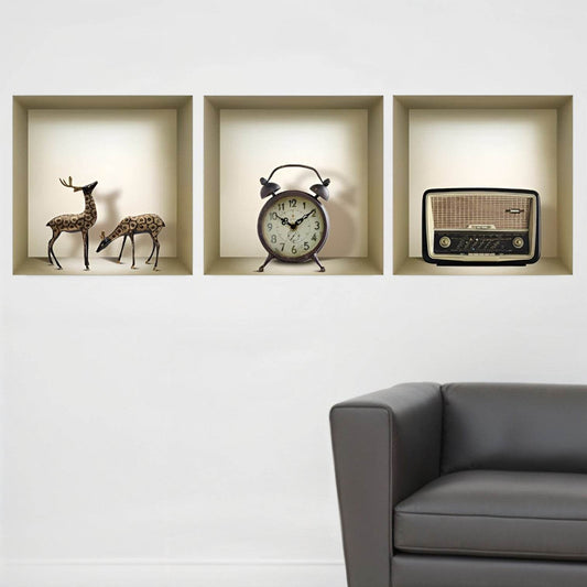 Set of Three Sky Faux Niche 3D Peel and Stick Wall Decals - Loft&Timber