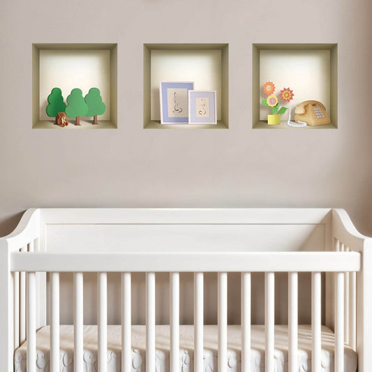Set of Three May Faux Niche 3D Peel and Stick Wall Decals - Loft&Timber