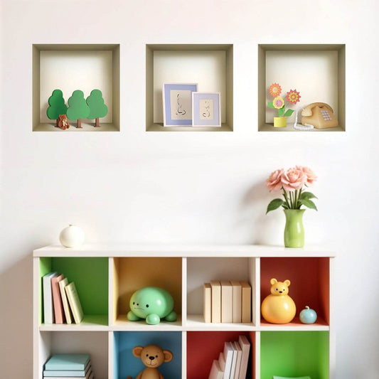 Set of Three May Faux Niche 3D Peel and Stick Wall Decals - Loft&Timber
