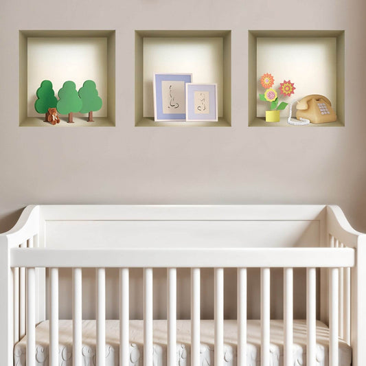 Set of Three Pia Faux Niche 3D Peel and Stick Wall Decals - Loft&Timber