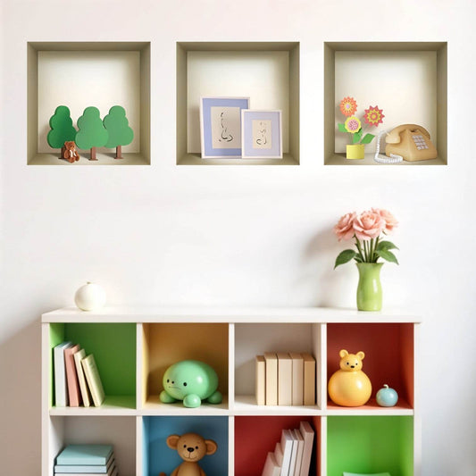 Set of Three Pia Faux Niche 3D Peel and Stick Wall Decals - Loft&Timber