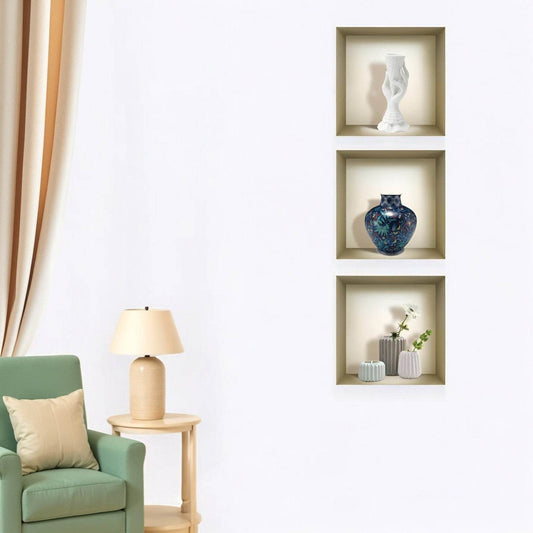 Set of Three Avi Faux Niche 3D Peel and Stick Wall Decals - Loft&Timber