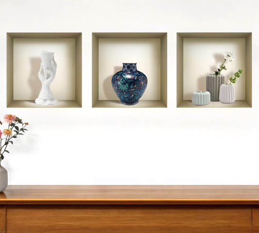Set of Three Ren Faux Niche 3D Peel and Stick Wall Decals - Loft&Timber
