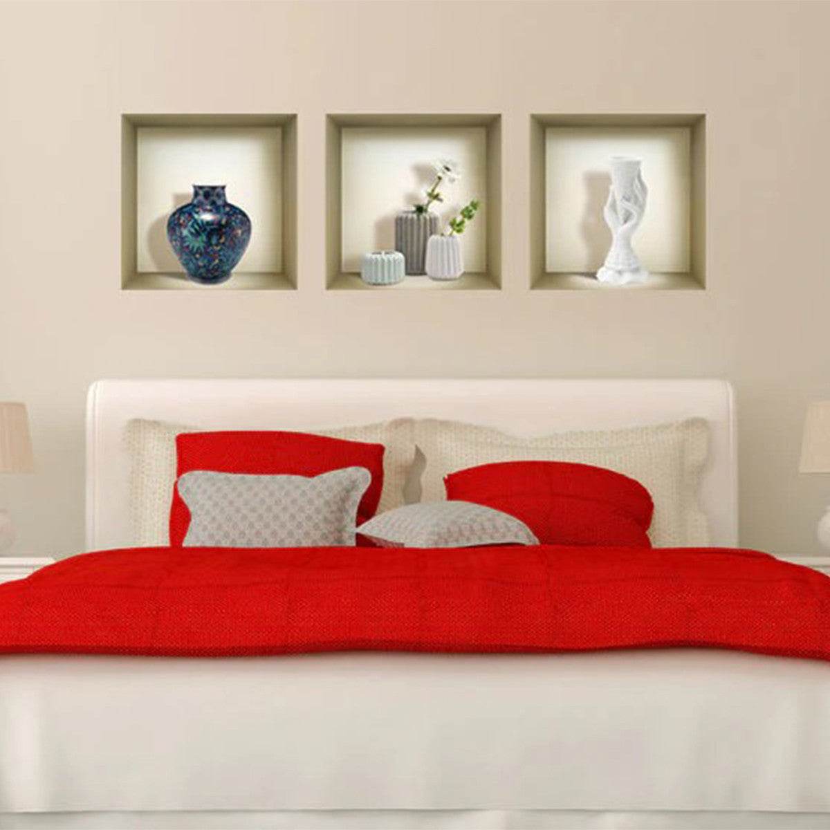 Set of Three Gio Faux Niche 3D Peel and Stick Wall Decals - Loft&Timber