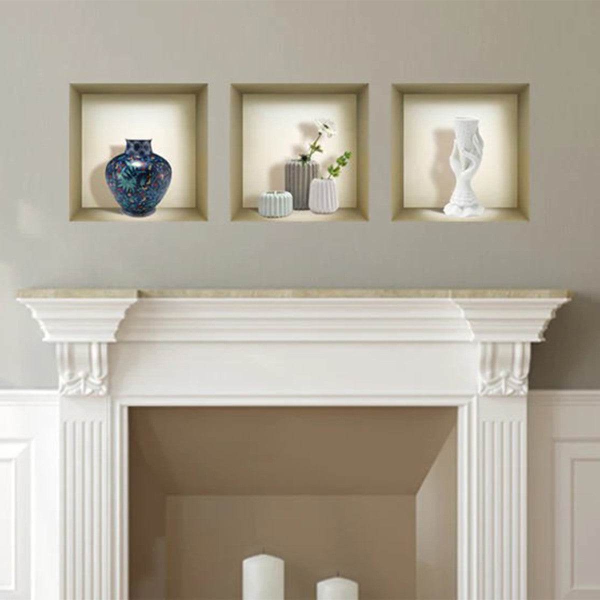 Set of Three Gio Faux Niche 3D Peel and Stick Wall Decals - Loft&Timber
