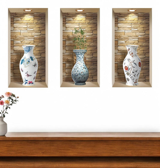 Set of Three Tia Faux Niche 3D Peel and Stick Wall Decals - Loft&Timber