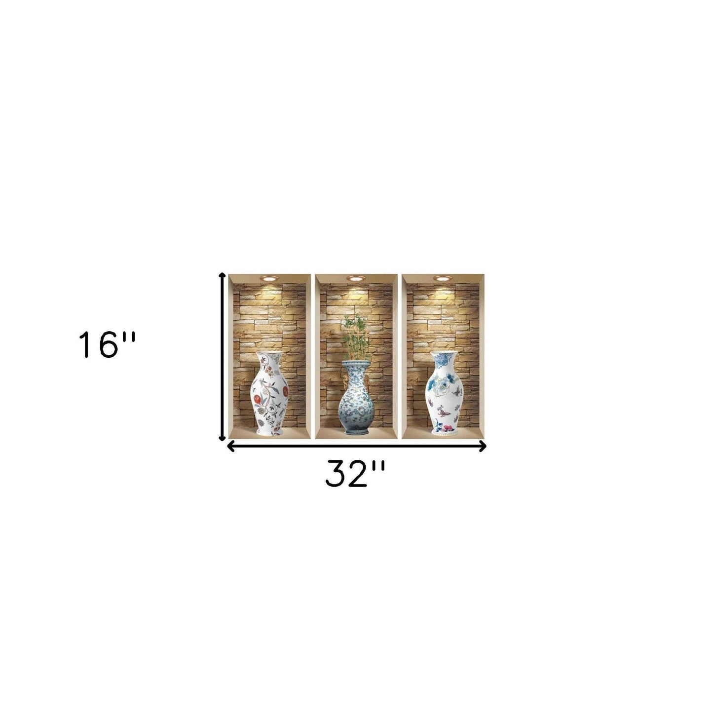 Set of Three Lea Faux Niche 3D Peel and Stick Wall Decals - Loft&Timber