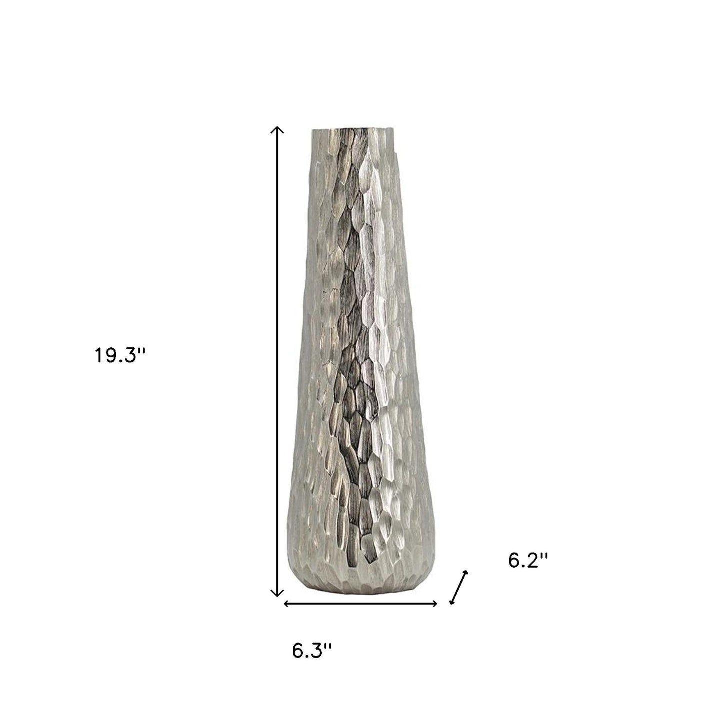 19" Silver Round Aluminum Table Vase - Loft&Timber