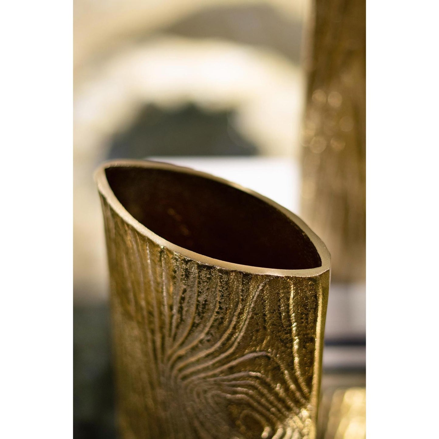 10" Gold Oval Aluminum Table Vase - Loft&Timber