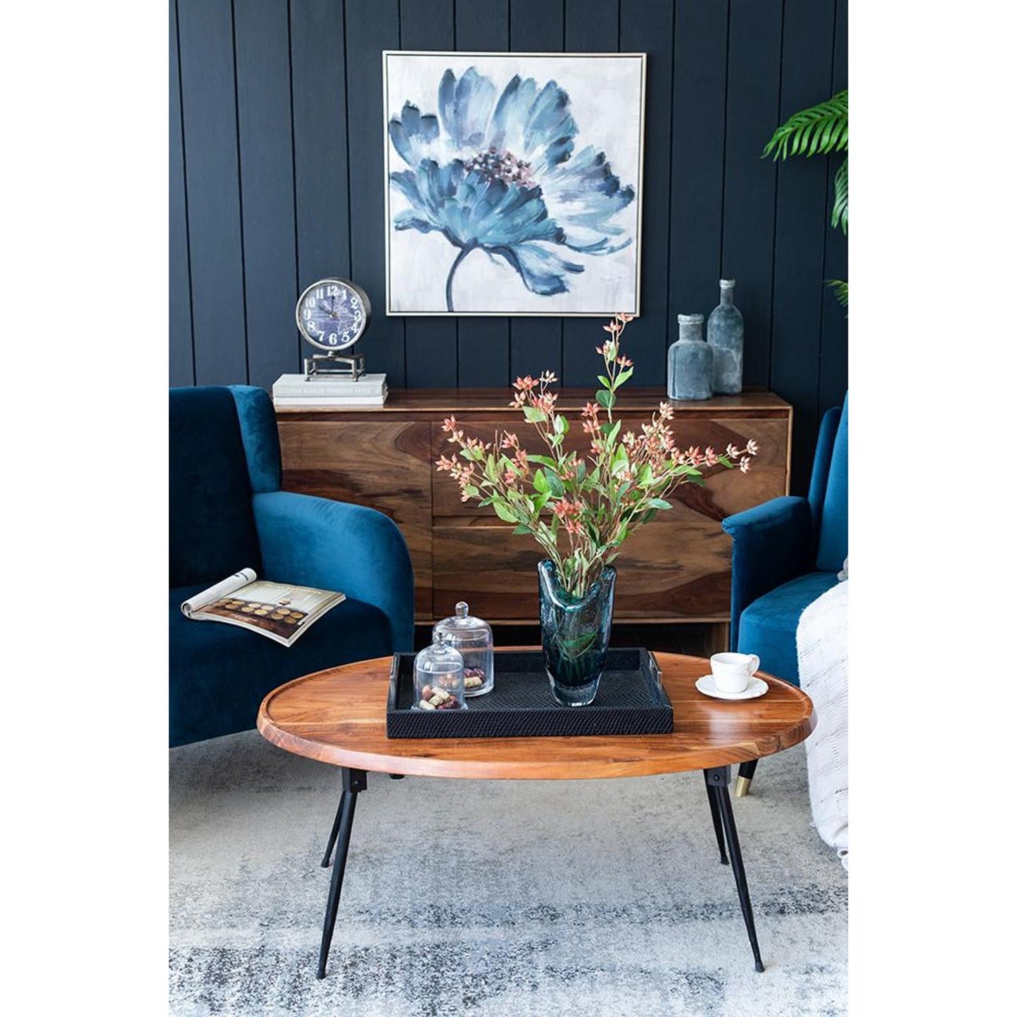 10" Cerulean Oval Glass Table Vase - Loft&Timber