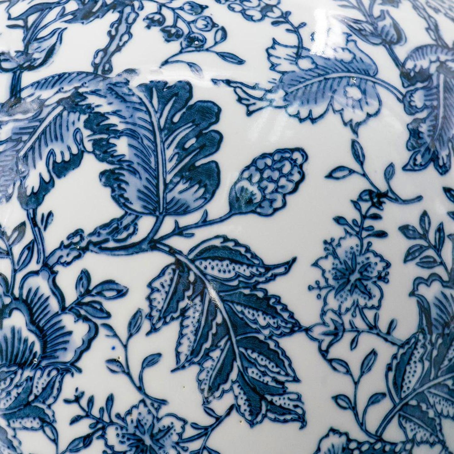 24" Blue And White Floral Curved Porcelain Table Vase - Loft&Timber