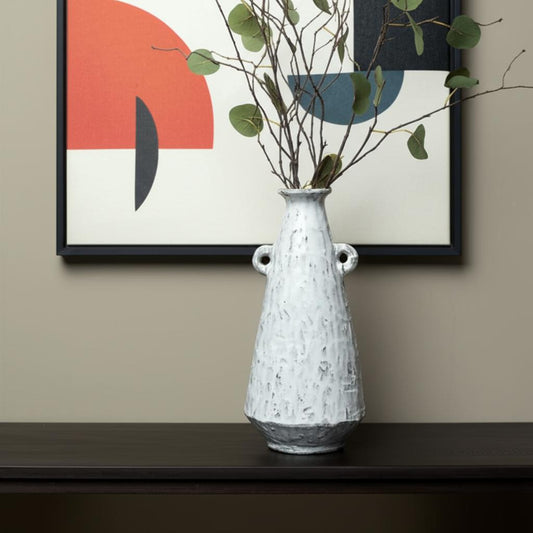 12" Ivory Terracotta Round Jug Vase - Loft&Timber