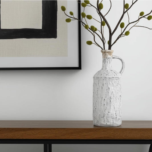 11" Ivory Terracotta Round Jug Vase - Loft&Timber