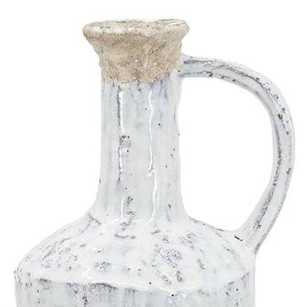 13" Ivory Terracotta Round Jug Vase - Loft&Timber