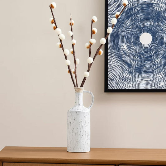 13" Ivory Terracotta Round Jug Vase - Loft&Timber