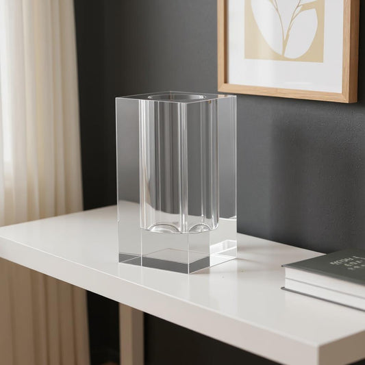 8" Clear Square Glass Table Vase - Loft&Timber