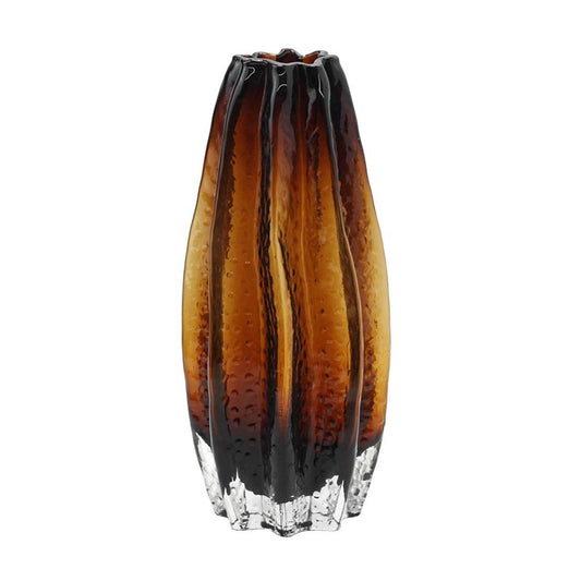 12" Burnt Umber Wavy Glass Table Vase - Loft&Timber