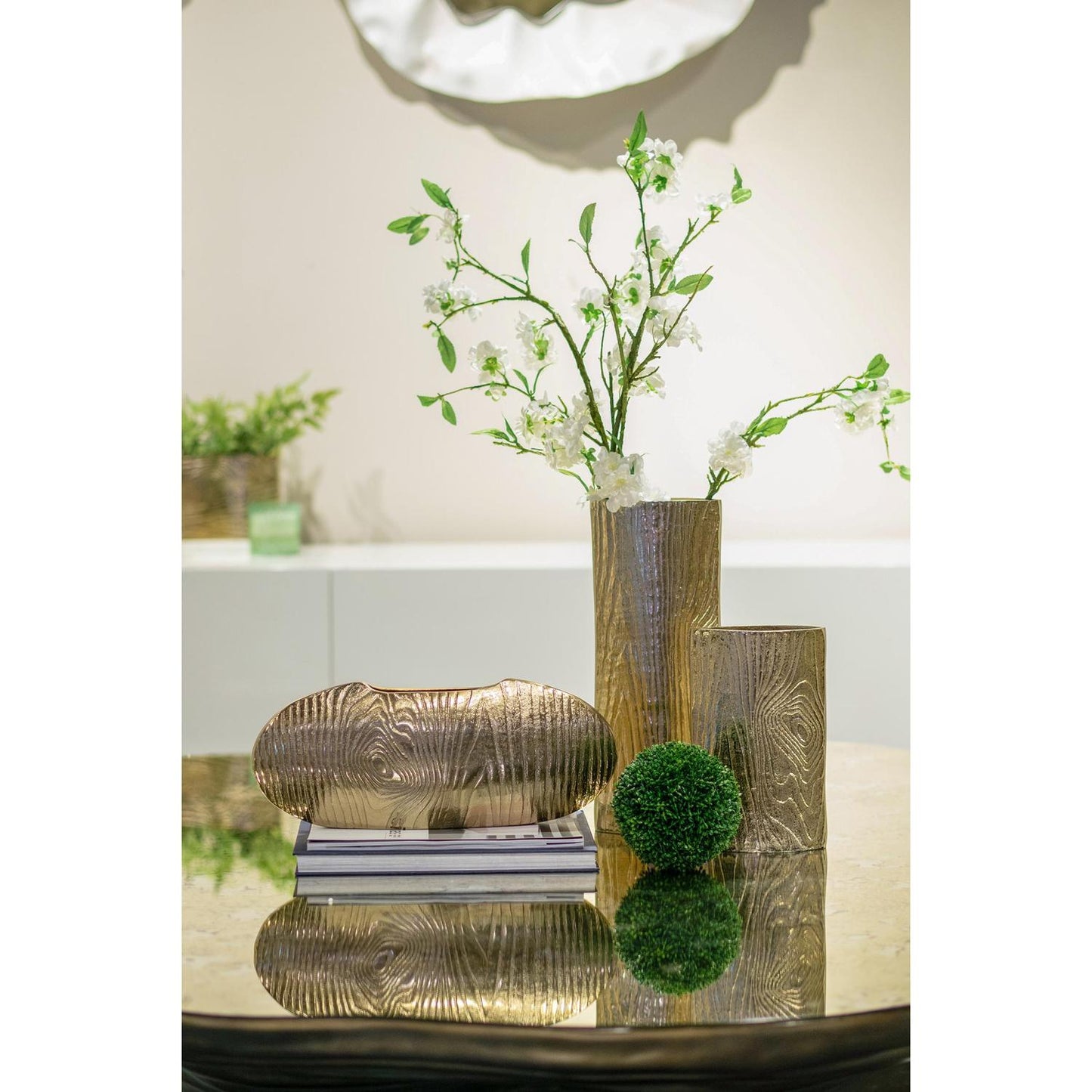 7" Gold Oval Aluminum Table Vase - Loft&Timber