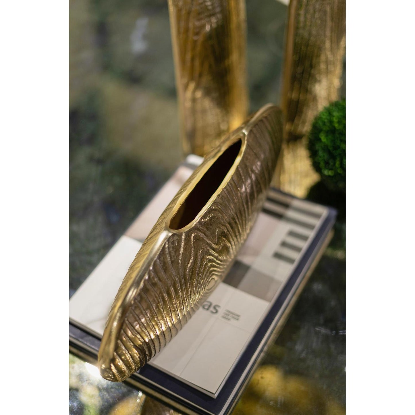 7" Gold Oval Aluminum Table Vase - Loft&Timber