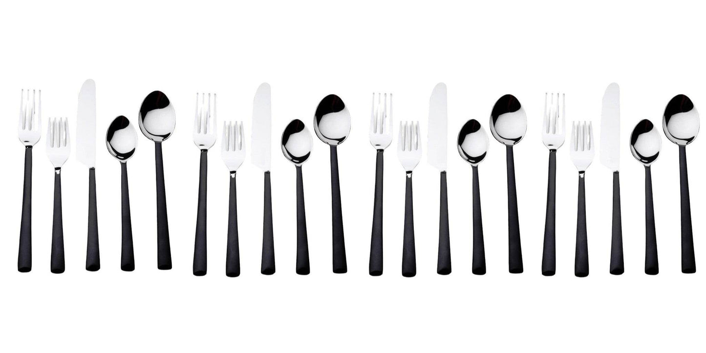 Matte Black Stainless Steel Twenty Piece Hand Forged Flatware Set - Loft&Timber