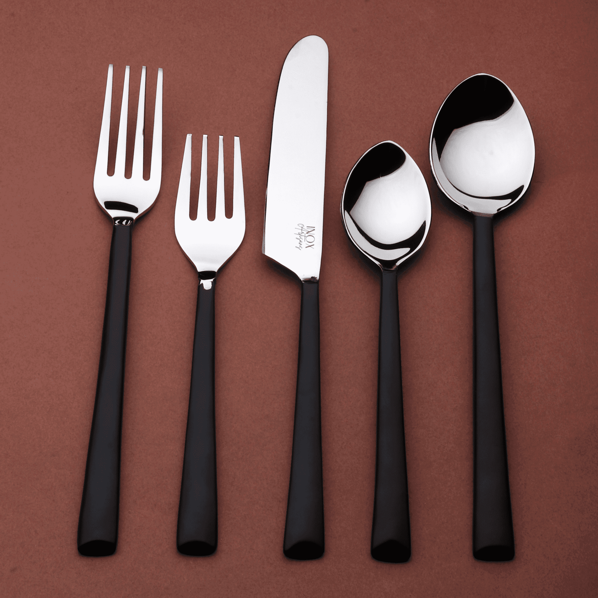 Matte Black Stainless Steel Twenty Piece Hand Forged Flatware Set - Loft&Timber
