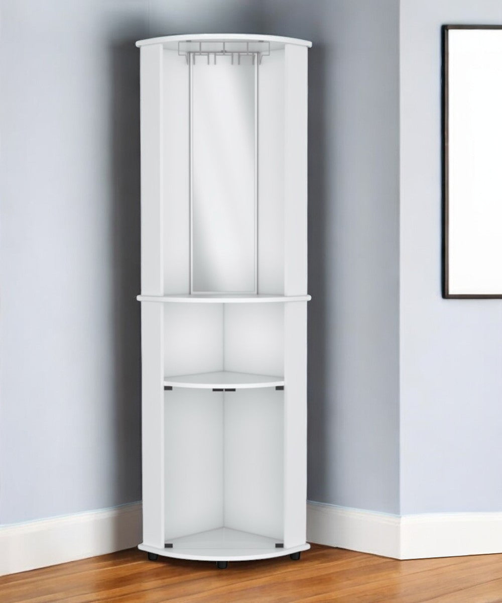 75" White Wood Corner Bar Cabinet With Three Shelves - Loft&Timber