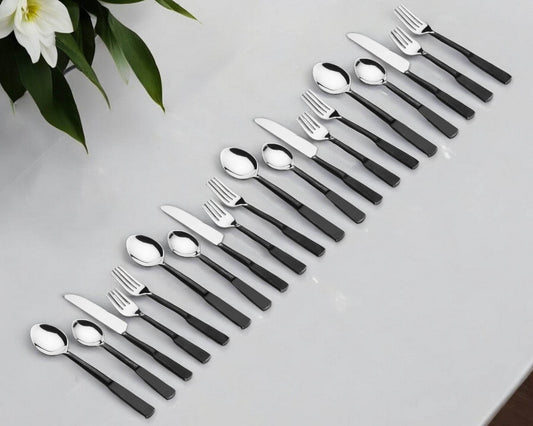Matte Black Stainless Steel Twenty Piece Hand Forged Flatware Set - Loft&Timber