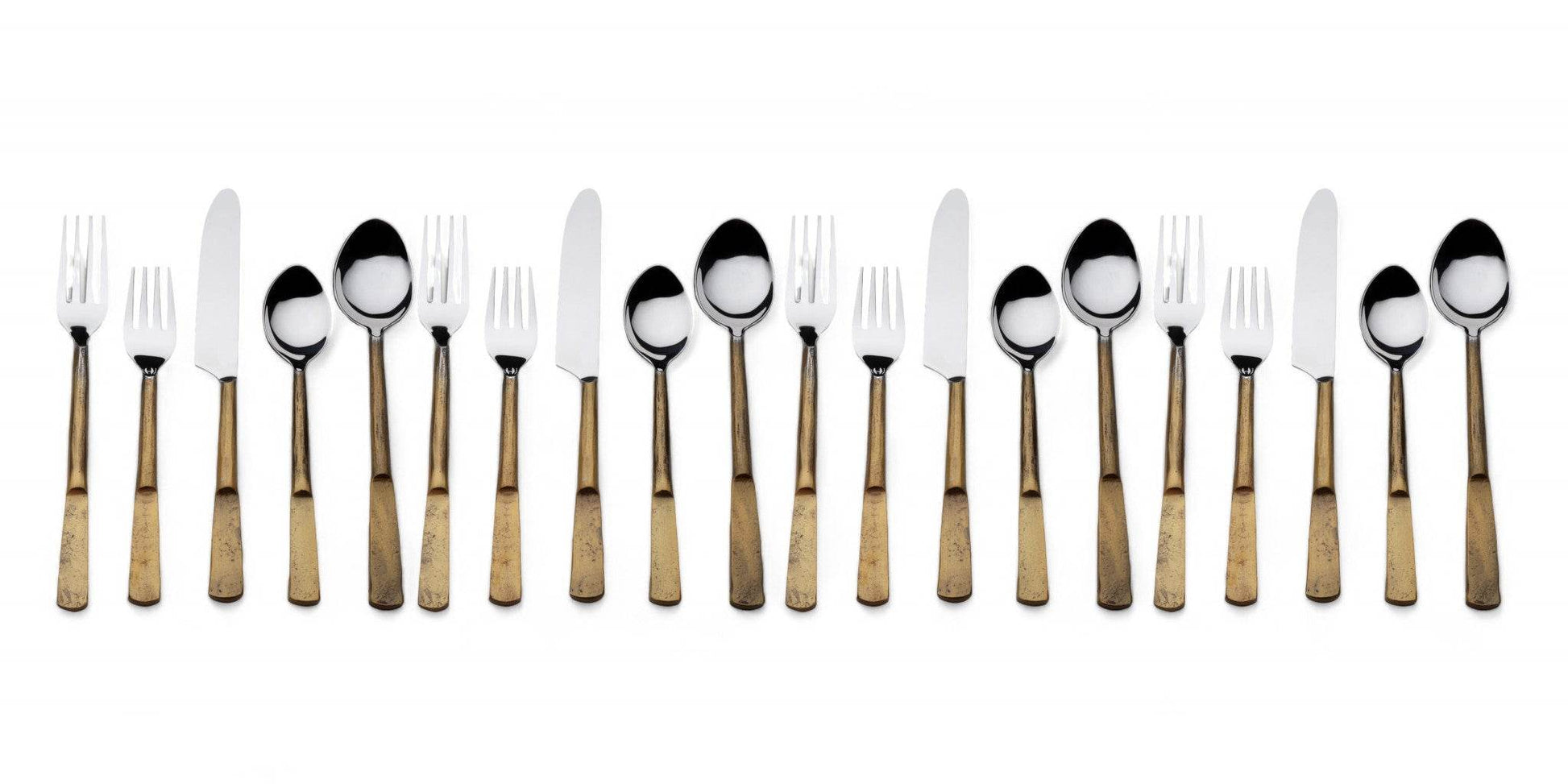 Matte Gold Stainless Steel Twenty Piece Hand Forged Flatware Set - Loft&Timber