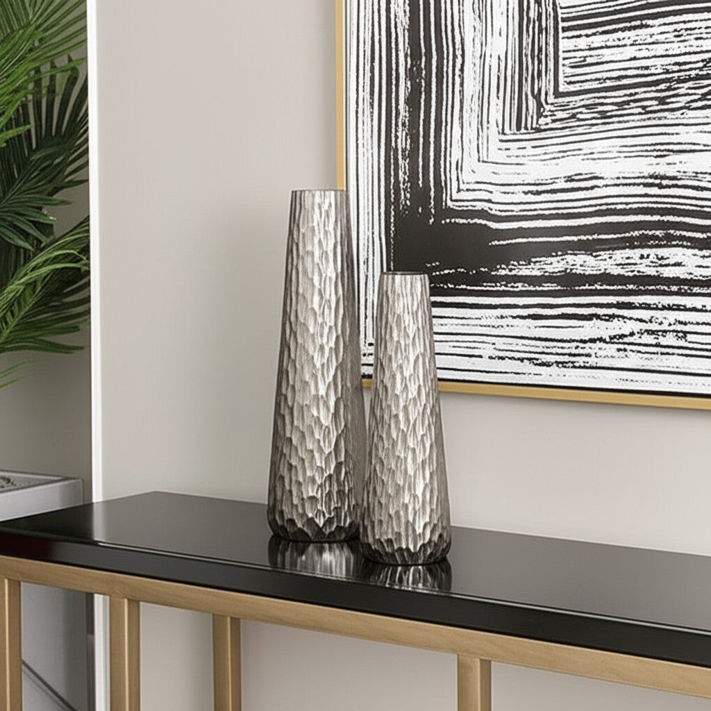23" Silver Round Aluminum Table Vase - Loft&Timber