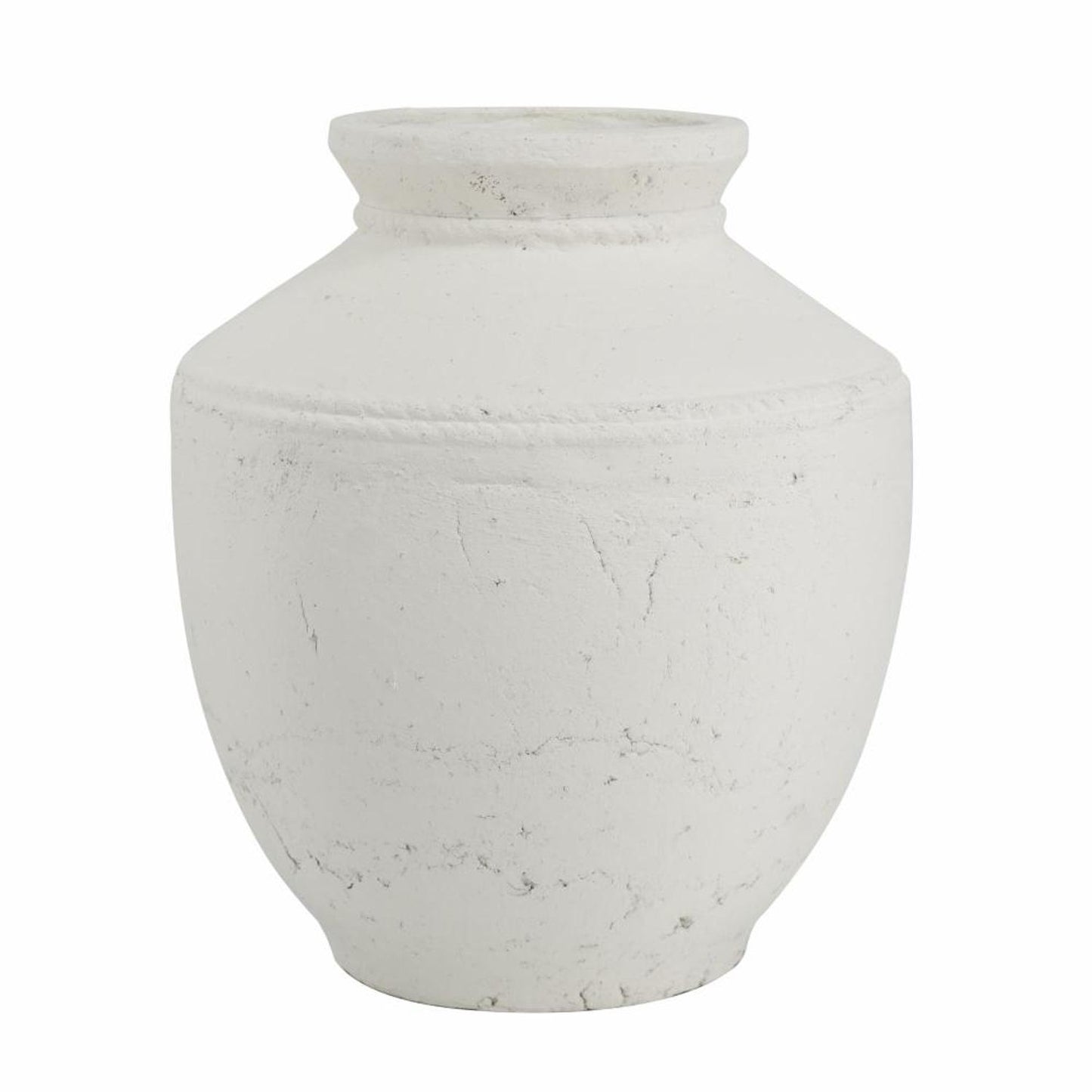 14" White Terracotta Round Jug Vase - Loft&Timber