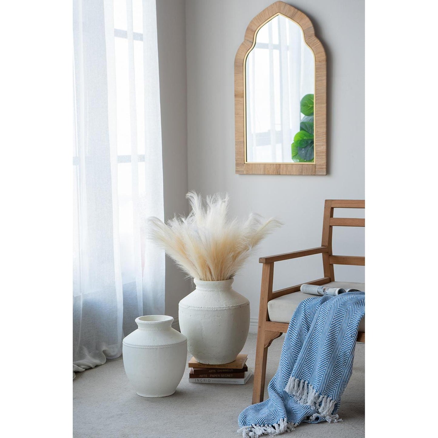 14" White Terracotta Round Jug Vase - Loft&Timber