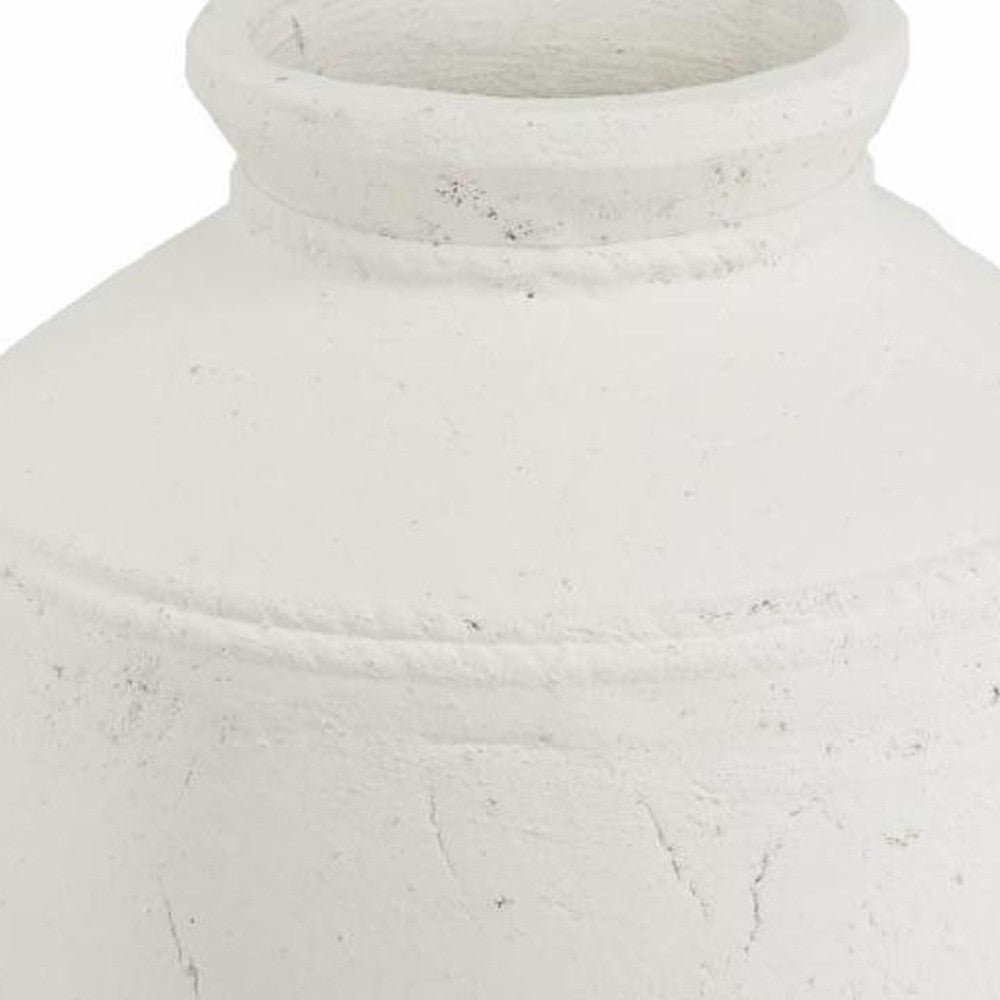 14" White Terracotta Round Jug Vase - Loft&Timber