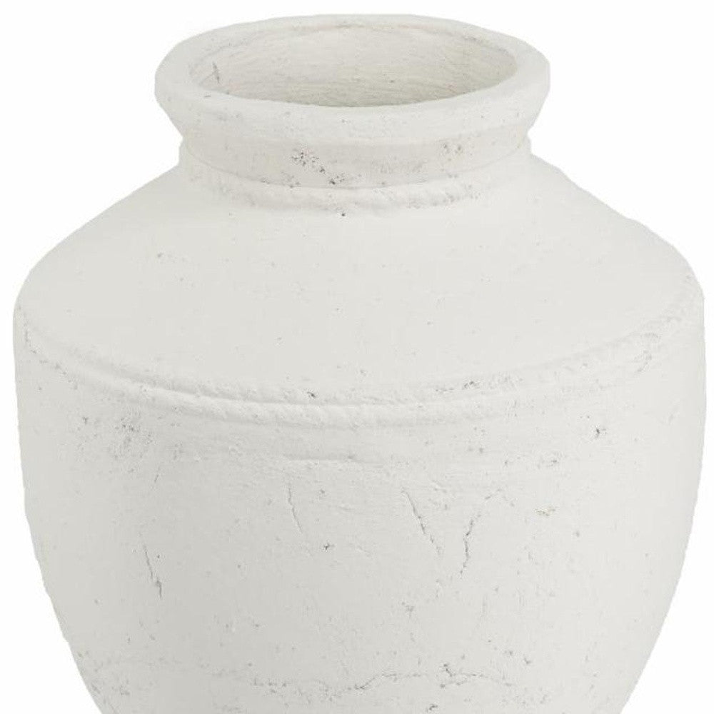 14" White Terracotta Round Jug Vase - Loft&Timber