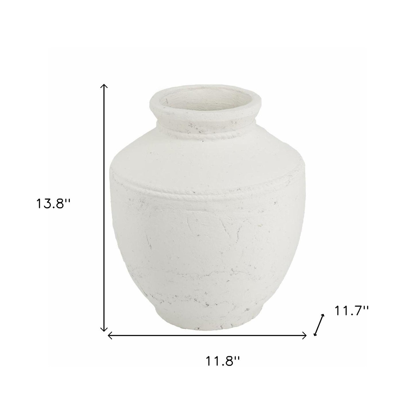 14" White Terracotta Round Jug Vase - Loft&Timber
