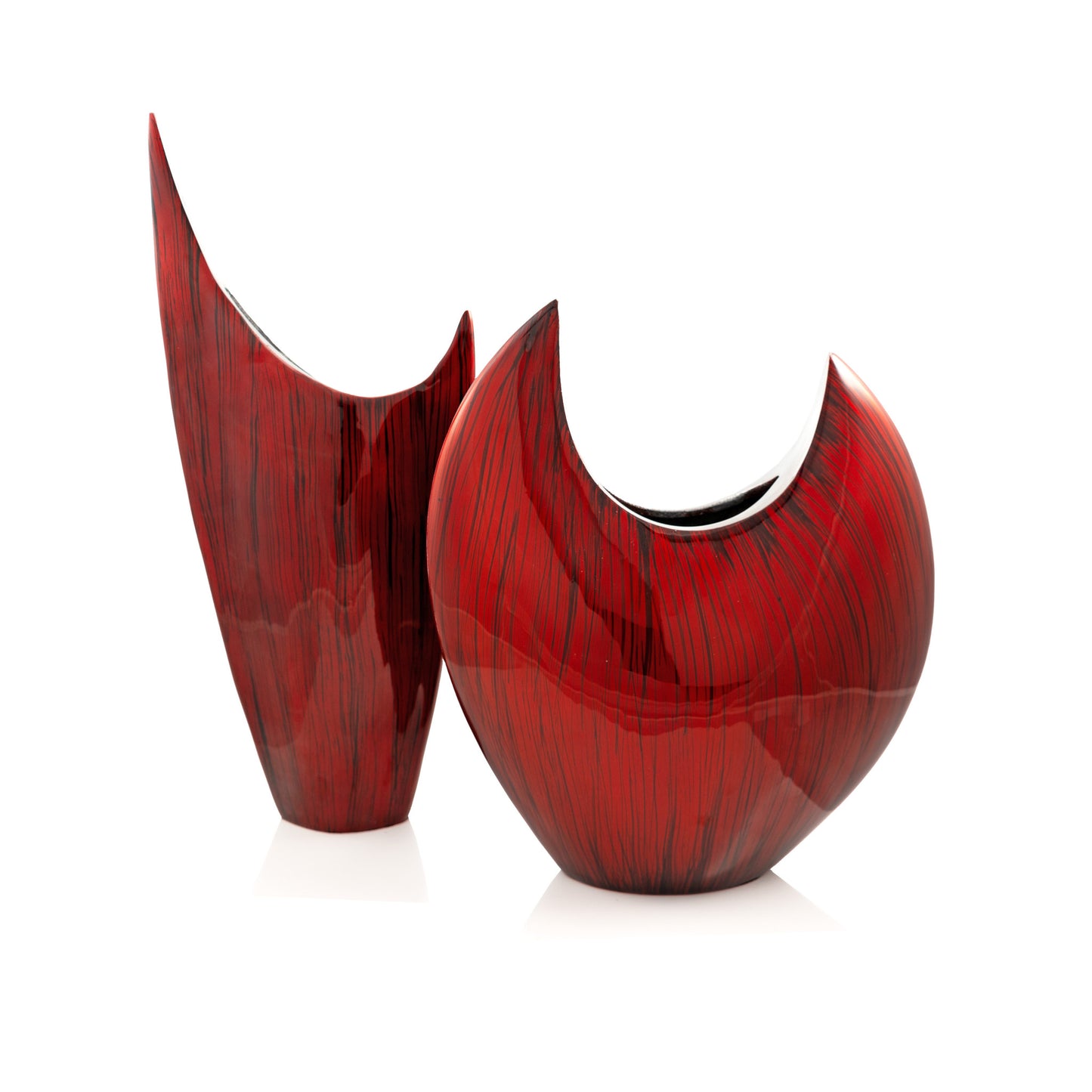 14" Red Striped Aluminum Table Vase - Loft&Timber