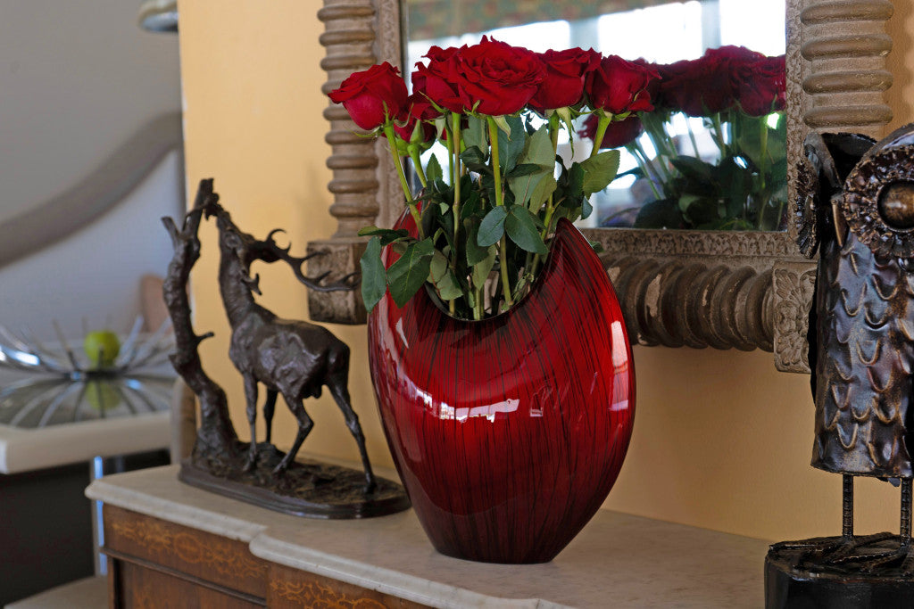 14" Red Striped Aluminum Table Vase - Loft&Timber