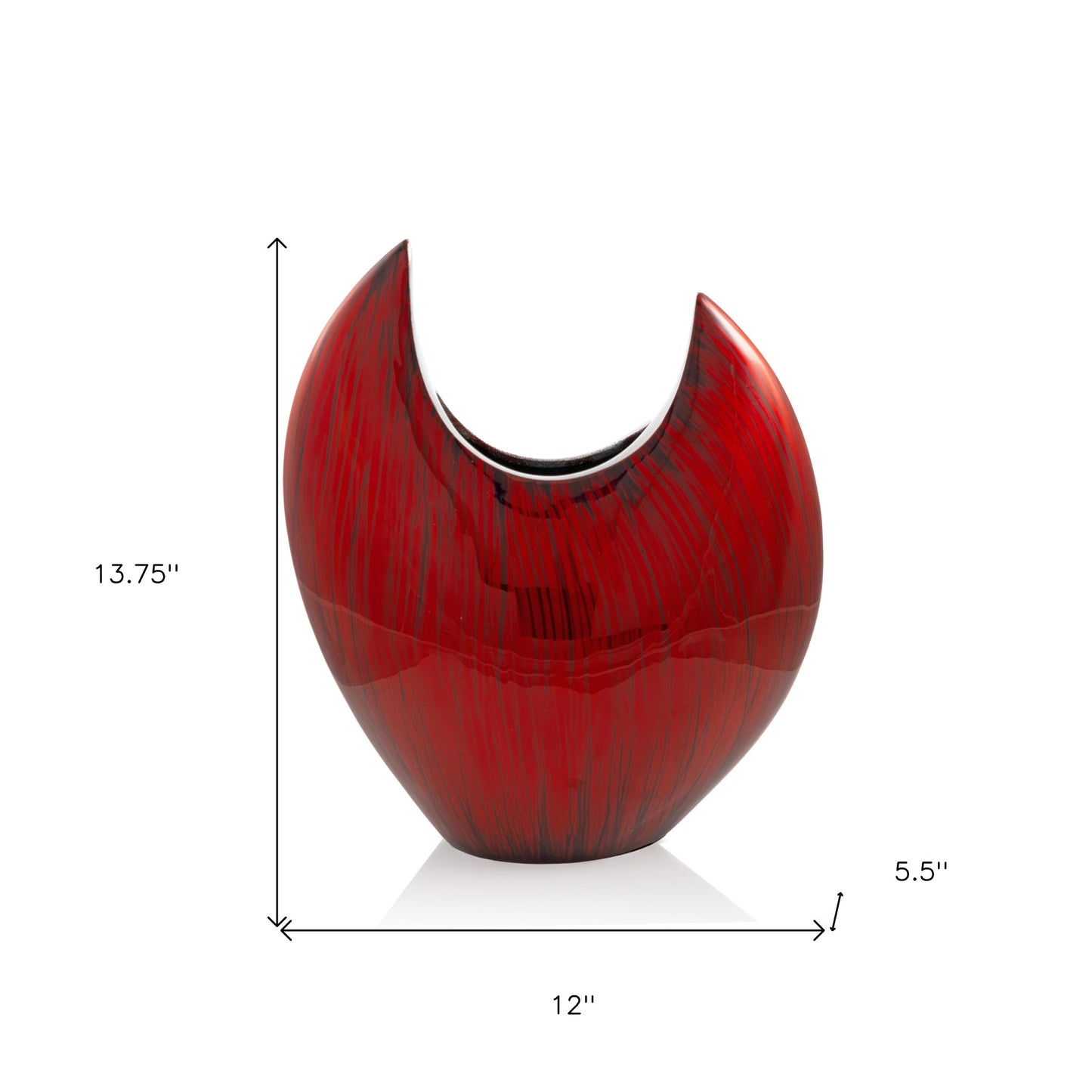 14" Red Striped Aluminum Table Vase - Loft&Timber