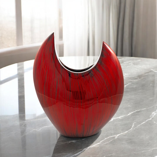 14" Red Striped Aluminum Table Vase - Loft&Timber