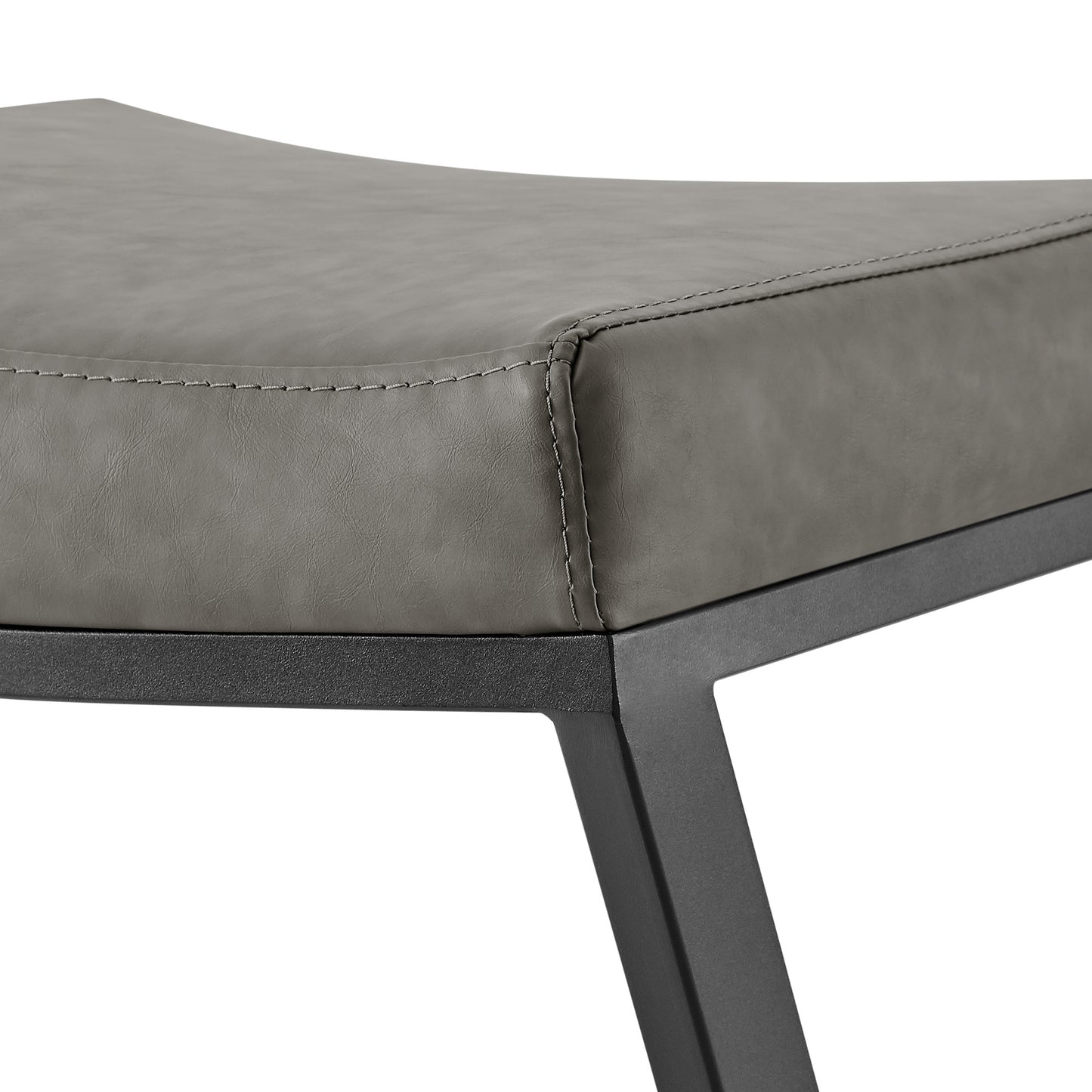 30" Gray and Black Faux Leather and Iron Backless Bar Height Bar Chair - Loft&Timber