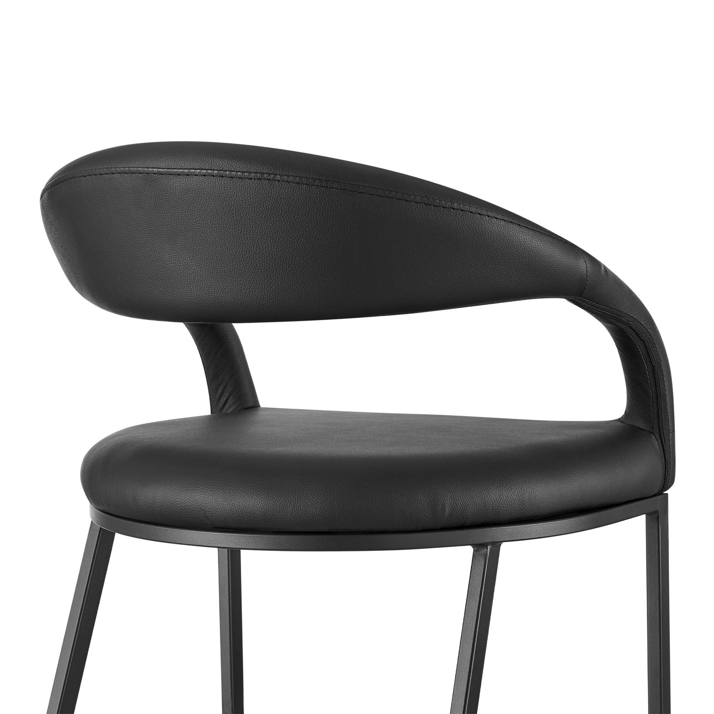 30" Black Faux Leather and Iron Low Back Bar Height Bar Chair - Loft&Timber