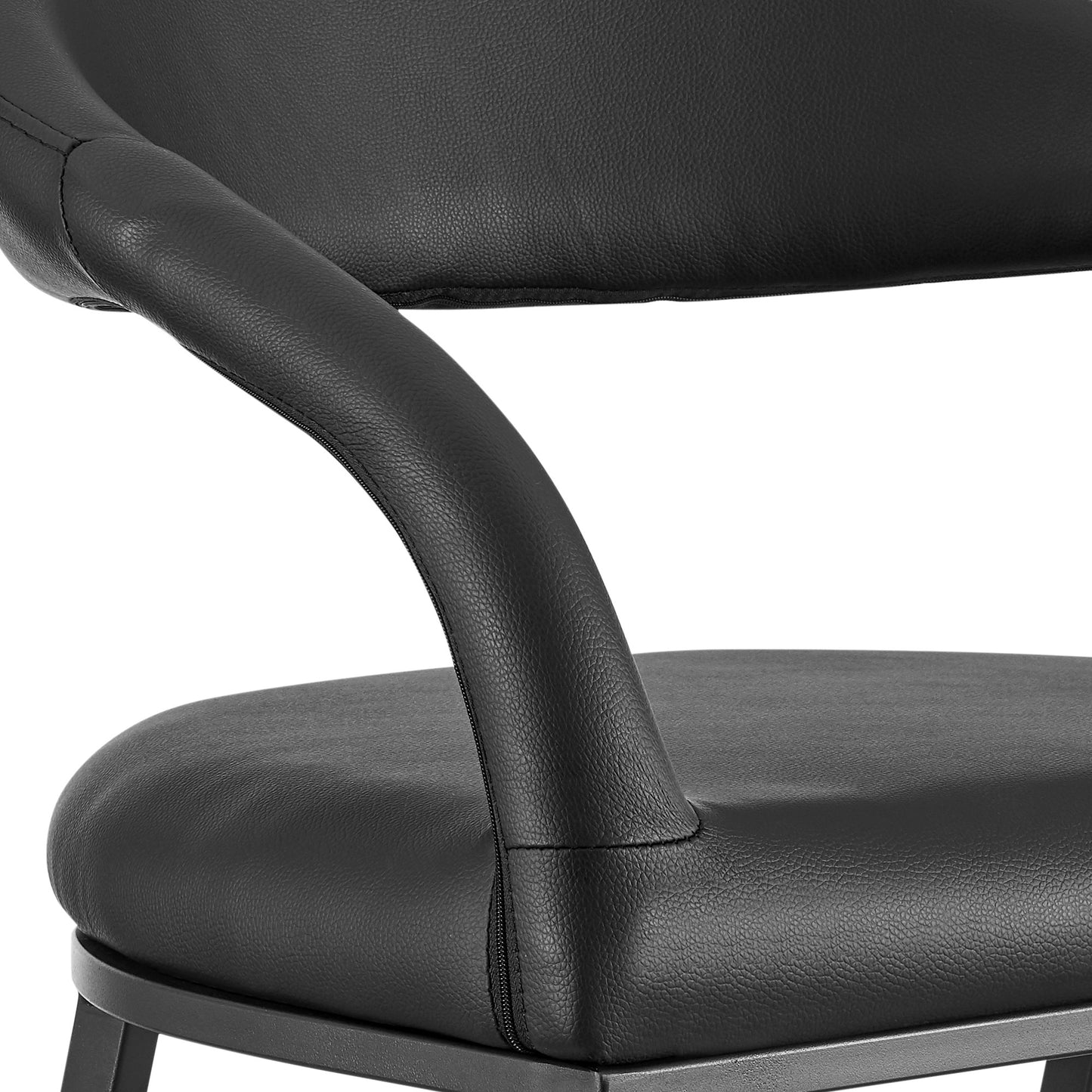 30" Black Faux Leather and Iron Low Back Bar Height Bar Chair - Loft&Timber