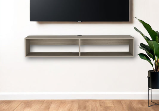 59" Beige Floating Mount TV Stand - Loft&Timber