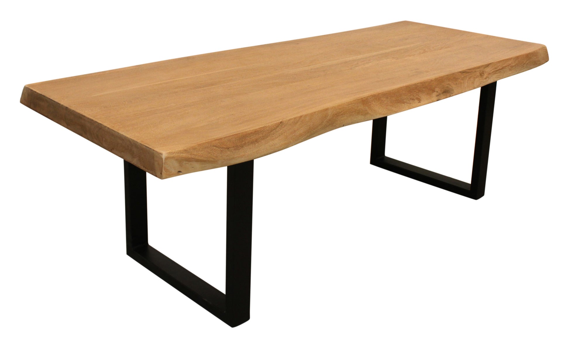 70" Natural And Black Solid Wood And Iron Live Edge Coffee Table - Loft&Timber